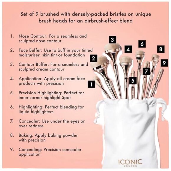 ICONIC London HD Complete Brush Set - 9 Brushes - Picture 3 of 5
